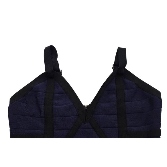 Women's - Bebe Navy Blue & Black Cropped Bandage Top, Size Small - Picture 2 of 7